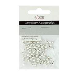 AussieSuperStore Jewellery Making Supplies Bright Silver JF Spacer Round Plastic 4mm (in 2 colors) JF Spacer Round Plastic 4mm | Jewellery Making Accessories 9323823100612 JF600